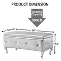 Upholstered Storage Ottoman Bench For Bedroom End Of Bed Faux Leather Rectangular Storage Benches Footrest With Crystal Buttons For Living Room Entryway Silver White Wood Bedroom Black Pattern Pine Wood With Storage Silver Faux Leather Faux Leather