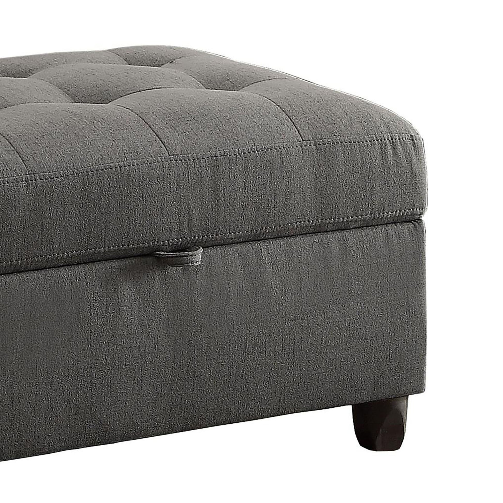 Grey Storage Ottoman Grey Linen Wood Primary Living Space Grey Backless Soft Contemporary,Modern Rectangle Armless Foam Tufted Upholstered