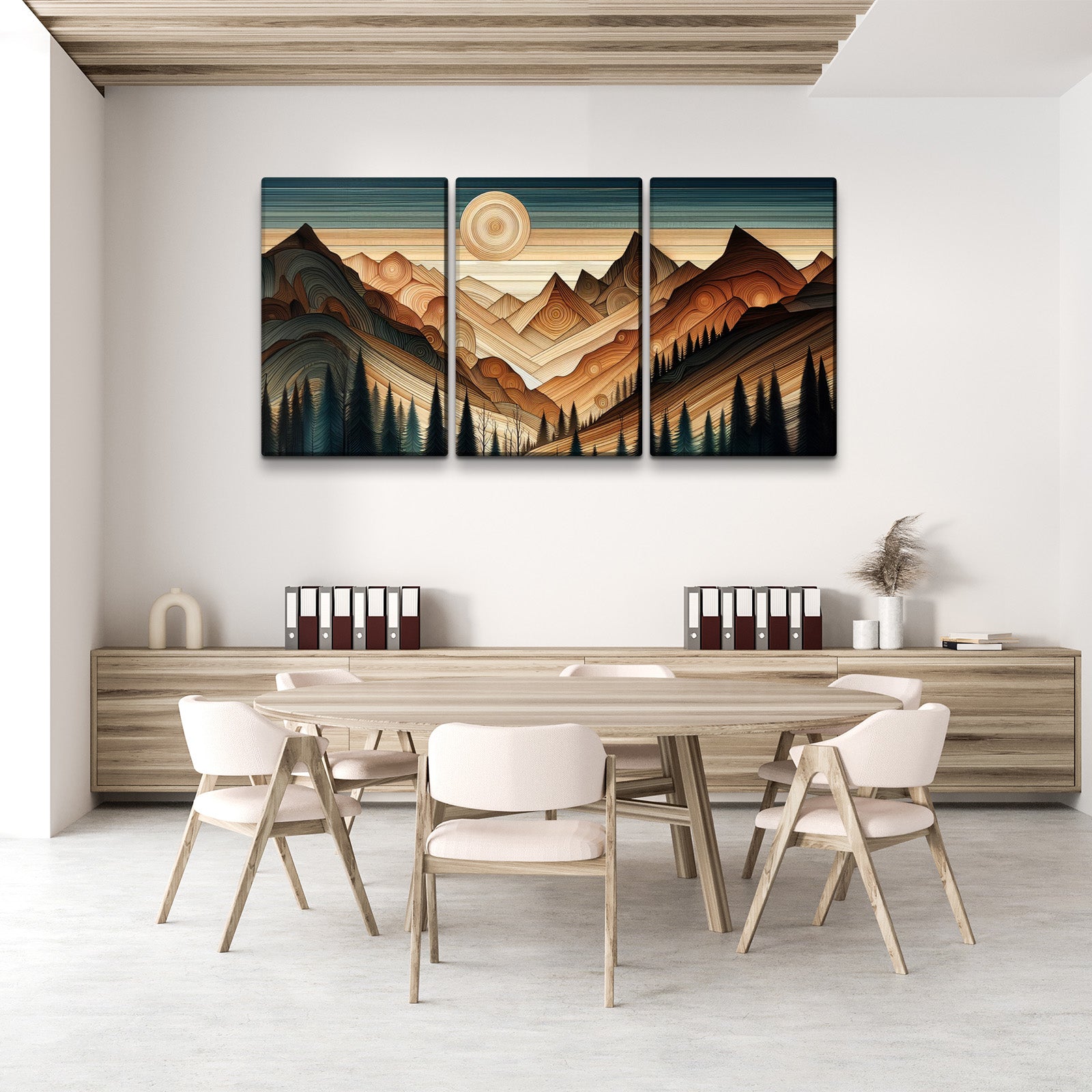 3 Panels Framed Abstract Wood Grain Style Mountain & Forest Canvas Wall Art Decor,3 Pieces Canvas Decoration Painting For Office,Dining Room,Living Room, Bedroom Decor 2030In Thickness 1.5Inch Rectangle Framed Multicolor Oversized 41In Canvas Nature