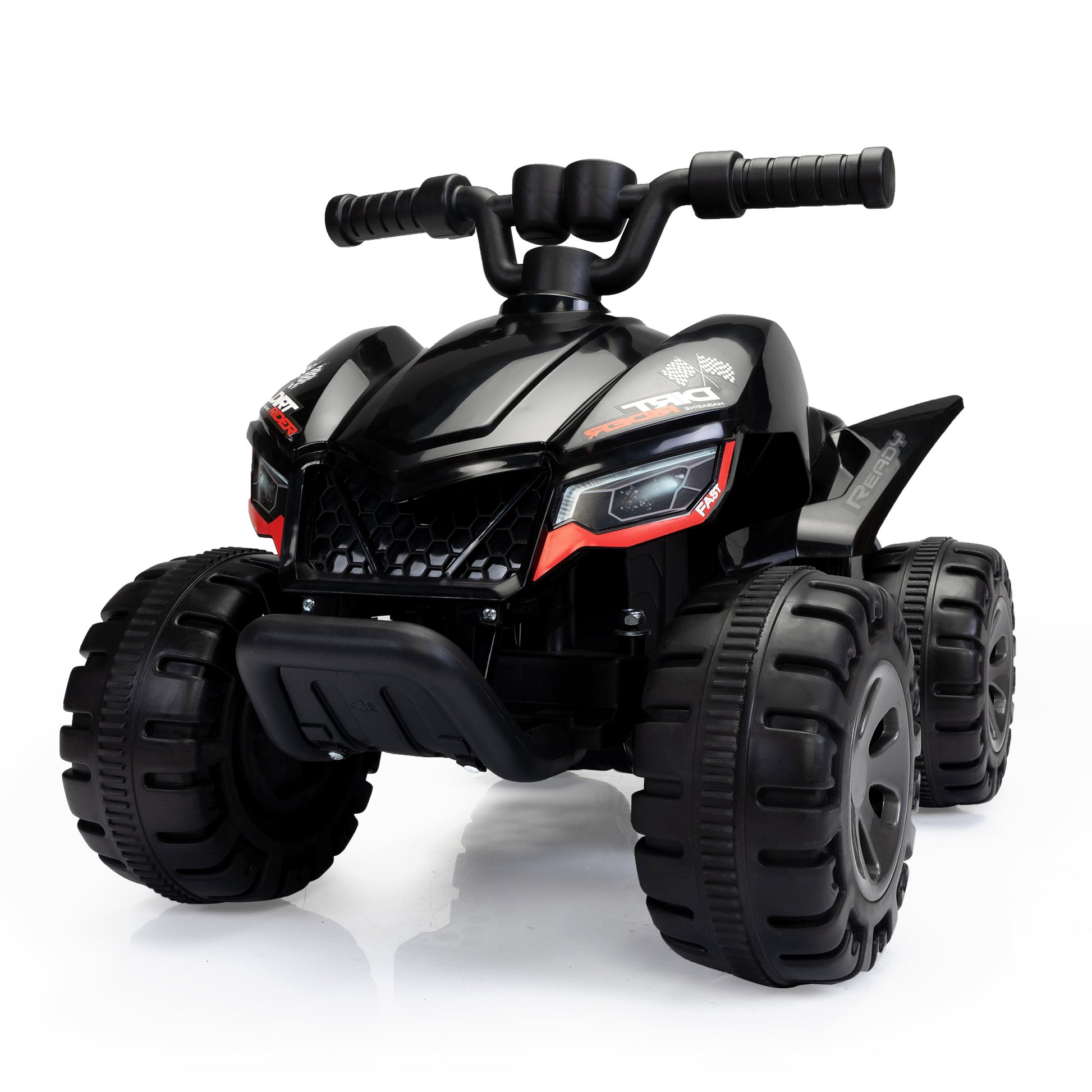 Kids Ride On Atv, 6V Battery Powered Electric Quad Car With Music, Led Lights And Spray Device, 4 Wheeled Ride On Toy For Toddlers Age 3 5, Black Black Polypropylene