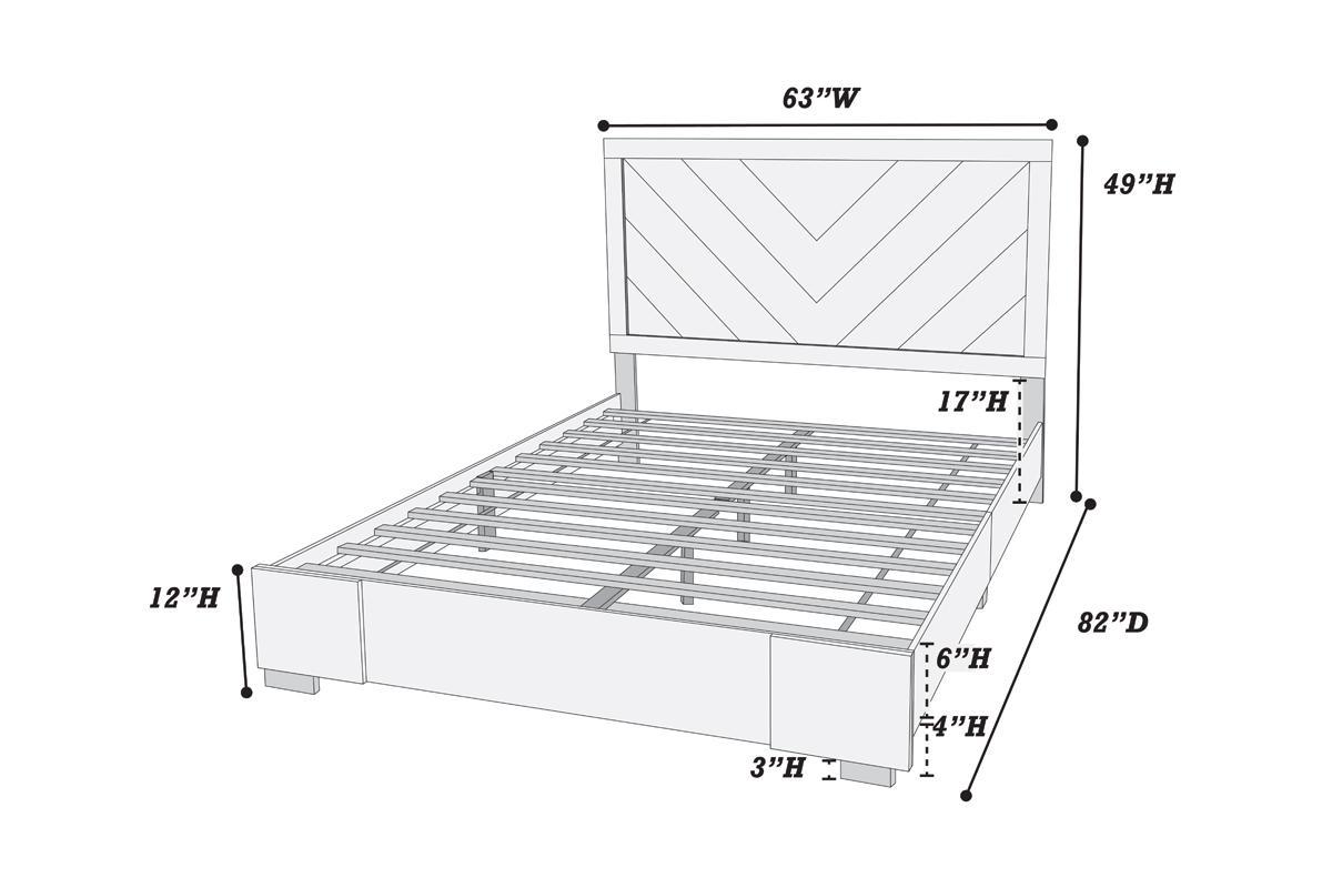 Contemporary Grey Finish Unique Queen Size Bed 1Pc Bedroom Furniture Unique Lines Headboard Wooden Box Spring Not Required Queen Gray Wood Bedroom Classic,Contemporary,Modern Bed Frame Solid Wood Mdf