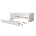 Twin Size Solid Wood Daybed With Trundle For Limited Space Kids, Teens, Adults, No Need Box Spring, White Box Spring Not Required Twin White Wood Bedroom Mid Century Modern,Modern Pine Daybeds Wood