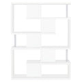 White And Chrome 5 Tier Geometric Bookcase 5 White Geometric Horizontal Office Open Back Wood Contemporary,Modern Wood