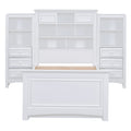 Twin Size Wood Platformbed With Vertical All In One Cabinet And 4 Drawers On Each Side, White Twin White Solid Wood Mdf