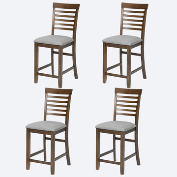 Dining Room Furniture Counter Height Chairs Set Of 4, Kitchen Chair With Padded Seatupholstered Side Chair For Dining Room, Living Room, Walnut Walnut Dining Room Rubberwood Rubber Wood