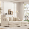 86.6Inch Corduroy 3 Seater Sofa With 3 Back Pillows2 Toss Pillows And Two Ottoman ,Comfy Sofa Deep Seat Couch For Living Room Beige Corduroy