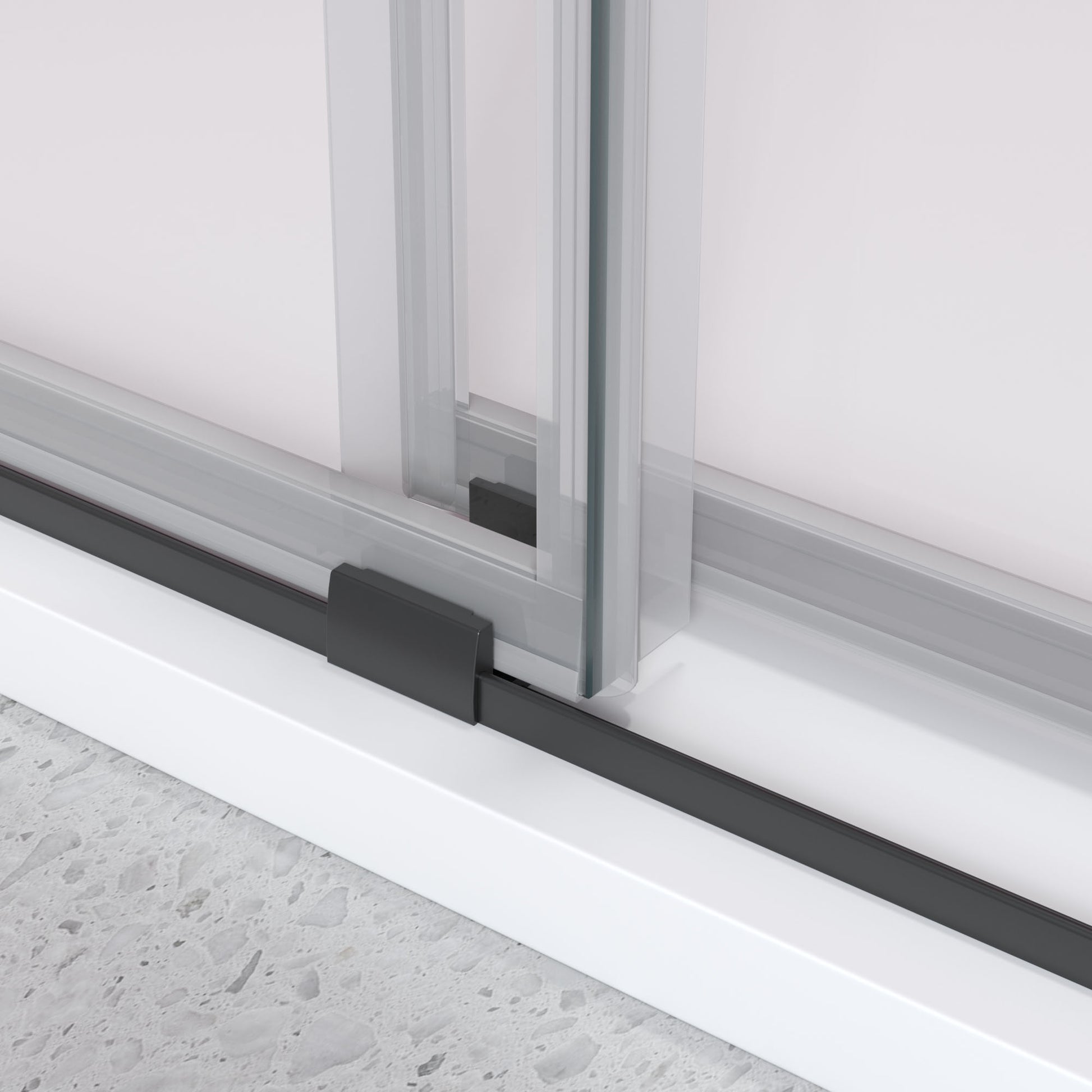 44'' 48'' W X 76'' H Double Sliding Frameless Shower Door With 3 8 Inch 10Mm Clear Glass In Matte Black Matte Black Stainless Steel