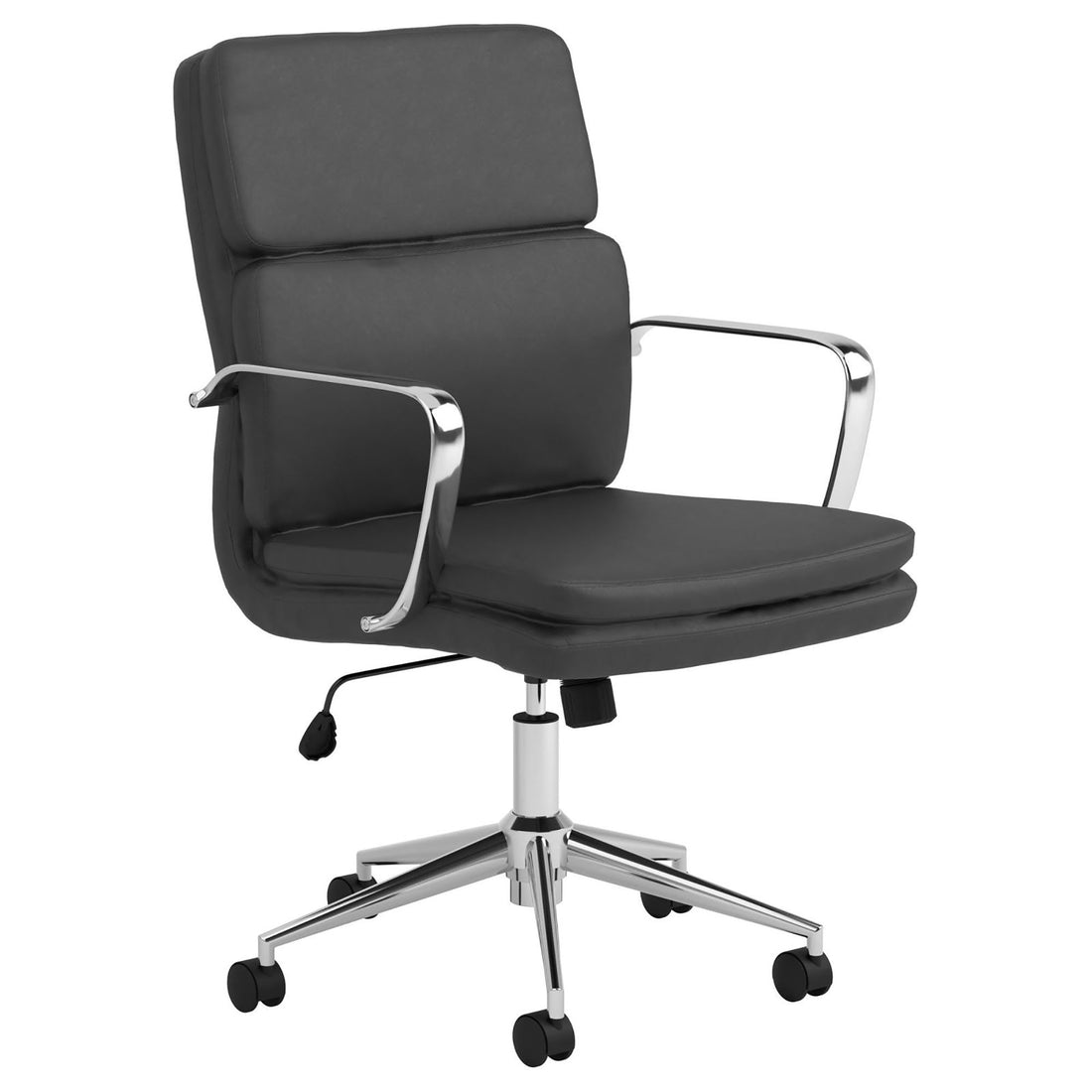 Black Height Adjustable Rolling Office Chair Black Office Contemporary,Modern Office Chairs Solid Back Foam Adjustable Height Upholstered