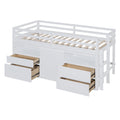 Twin Size Loft Bed With 4 Drawers, Underneath Cabinet And Shelves, White White Solid Wood Mdf