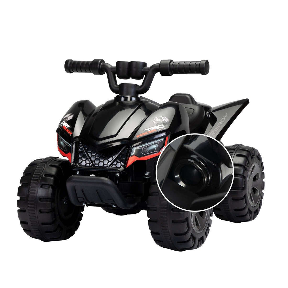 Kids Ride On Atv, 6V Battery Powered Electric Quad Car With Music, Led Lights And Spray Device, 4 Wheeled Ride On Toy For Toddlers Age 3 5, Black Black Polypropylene