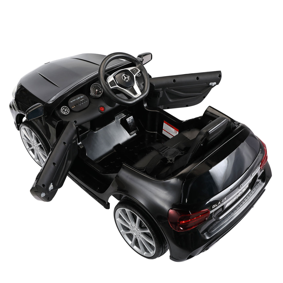 Licensed Mercedes Benz Amg 6V Kids Ride On Electric Car With Remote Control, Story Education Aux, Black Black Polypropylene