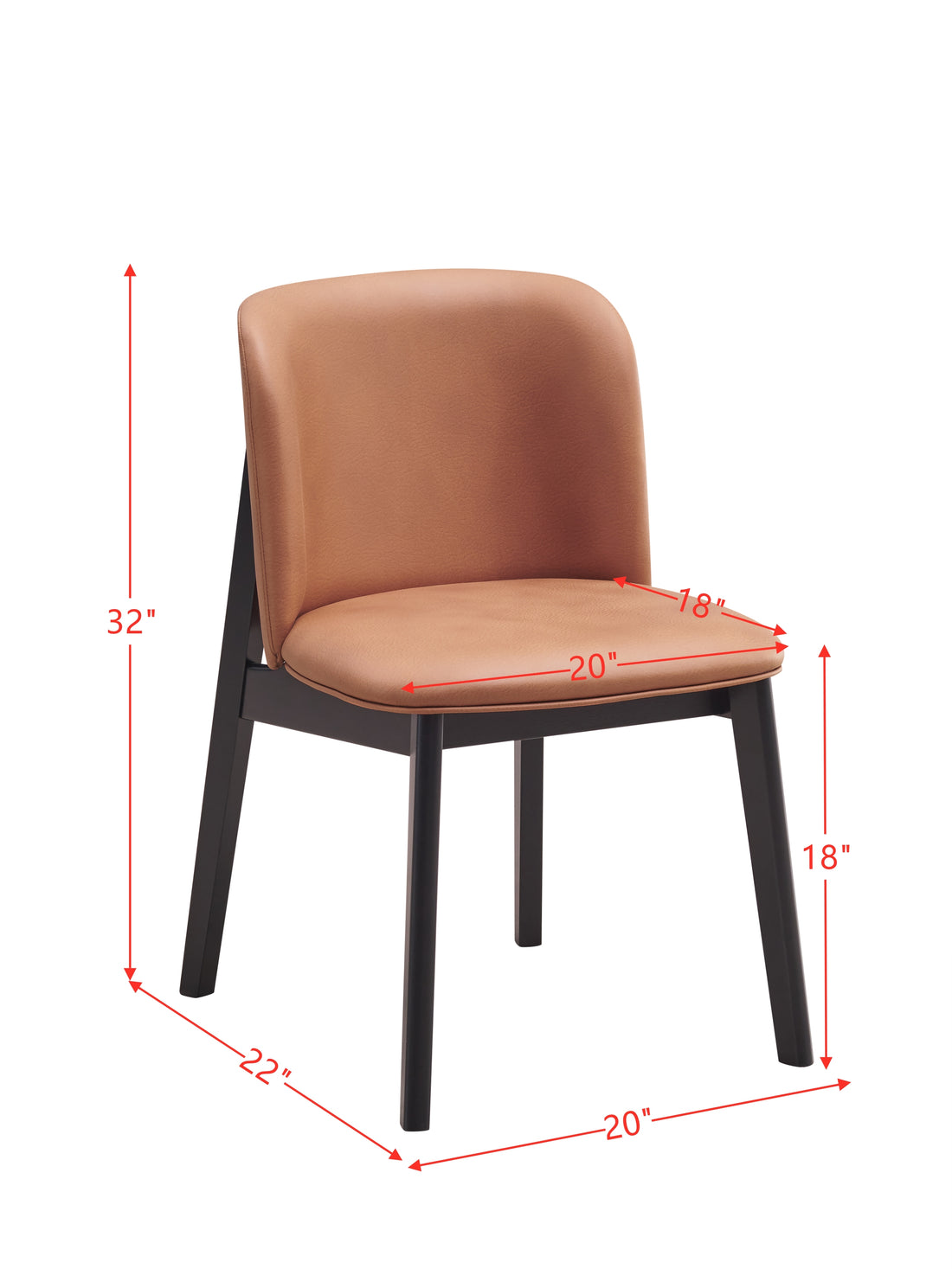 Eliora Side Chair Set 2 , Camel Fabric & Black Finish Dn02367 Camel Fabric