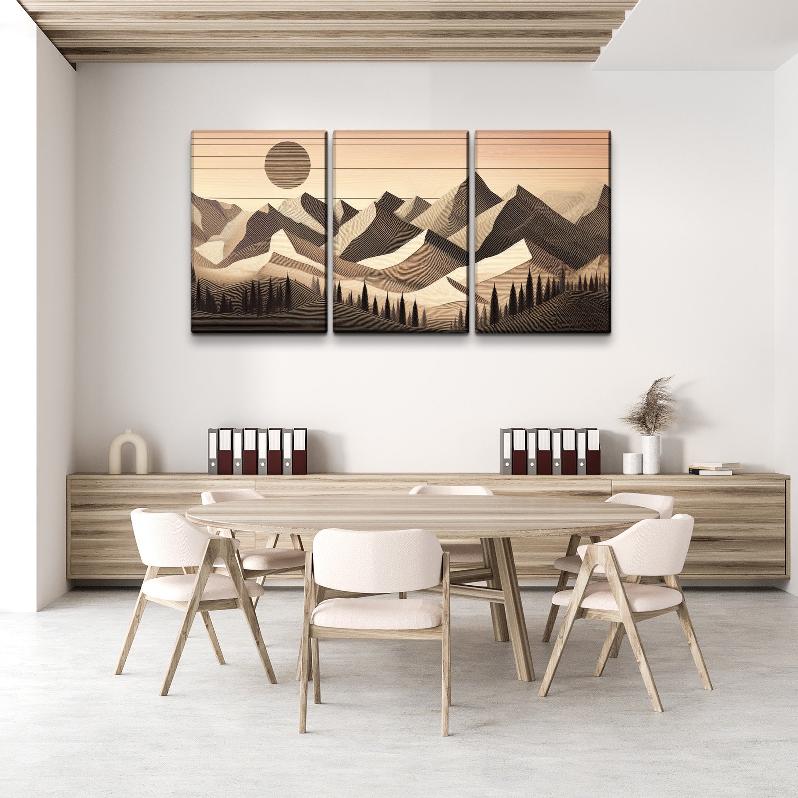 3 Panels Framed Abstract Wood Grain Style Mountain & Forest Canvas Wall Art Decor,3 Pieces Canvas Decoration Painting For Office,Dining Room,Living Room, Bedroom Decor 1218In Thickness 1.5Inch Rectangle Framed Multicolor Oversized 41In Canvas Nature