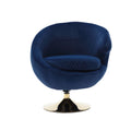 360 Degree Swivel Cuddle Barrel Accent Chairs, Round Armchairs With Wide Upholstered, Fluffy Fabric Chair For Living Room, Bedroom, Office, Waiting Rooms Navy Velvet