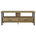 Weathered Pine And Dark Bronze 2 Drawer Tv Console Brown Primary Living Space 50 59 Inches 60 69 Inches Rustic 60 Inches Wood