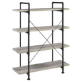 Grey Driftwood And Black 4 Shelf Bookcase 4 Grey Gray Standard Horizontal Office Open Back Wood Industrial Wood