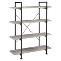 Grey Driftwood And Black 4 Shelf Bookcase 4 Grey Gray Standard Horizontal Office Open Back Wood Industrial Wood