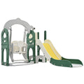 Toddler Slide And Swing Set 5 In 1, Kids Playground Climber Slide Playset With Telescope, Freestanding Combination For Babies Indoor & Outdoor Yellow Hdpe