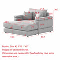 43.3 Inch Corduroy Single Sofa With A Back Pillow2 Toss Pillows And A Ottoman ,Comfy Sofa Deep Seat Couch For Living Room Grey Corduroy 1 Seat