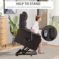 Electric Power Lift Recliner Chair For Elderly, Fabric Lift Chair With Remote Control, Side Pockets For Living Room, Brown Brown Polyester