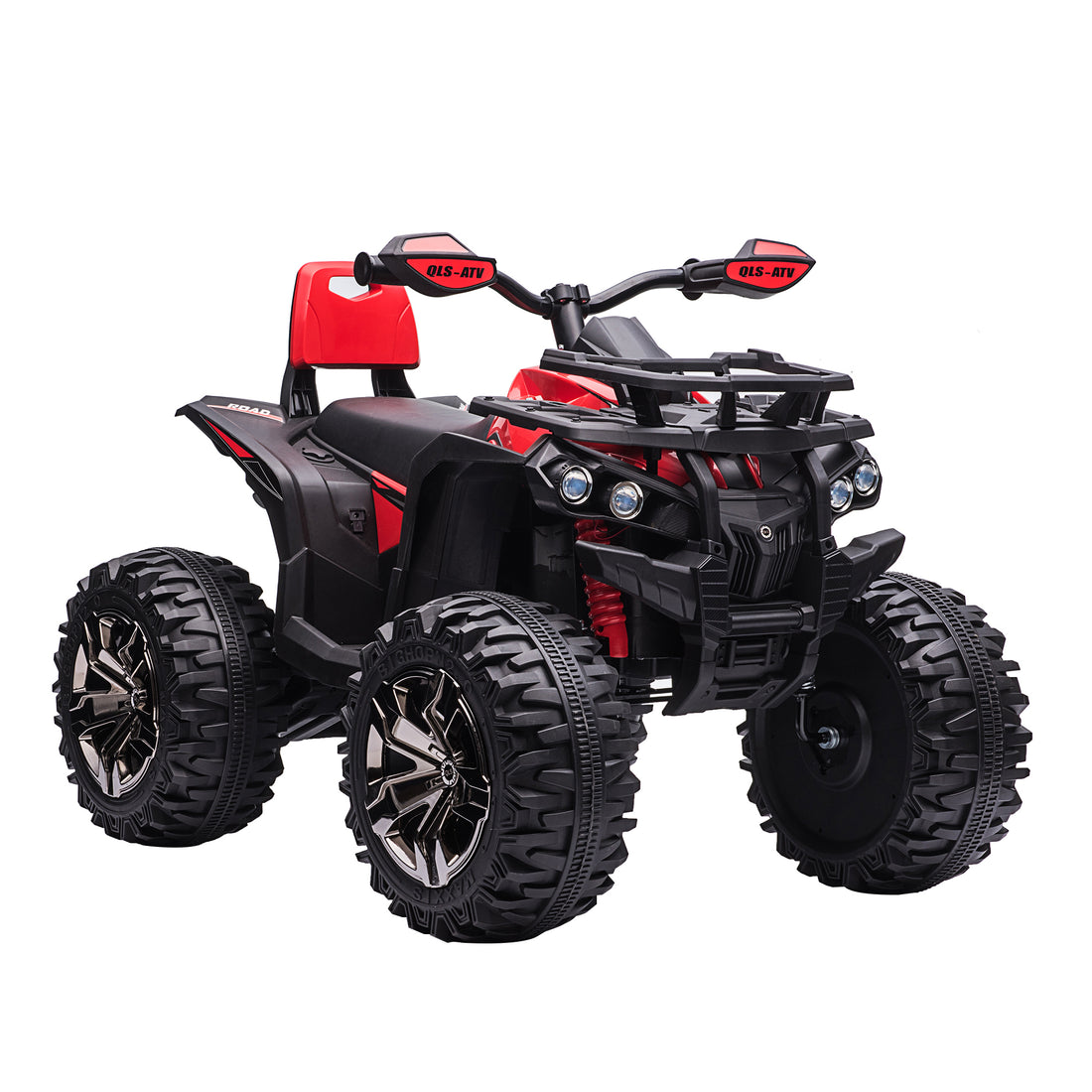 12V Kids Atv Ride On Four Wheeler Toy Car With Music, Realistic Headlights, Wide Wheels, Rechargeable Battery Powered, For Boys And Girls, Red Red Steel