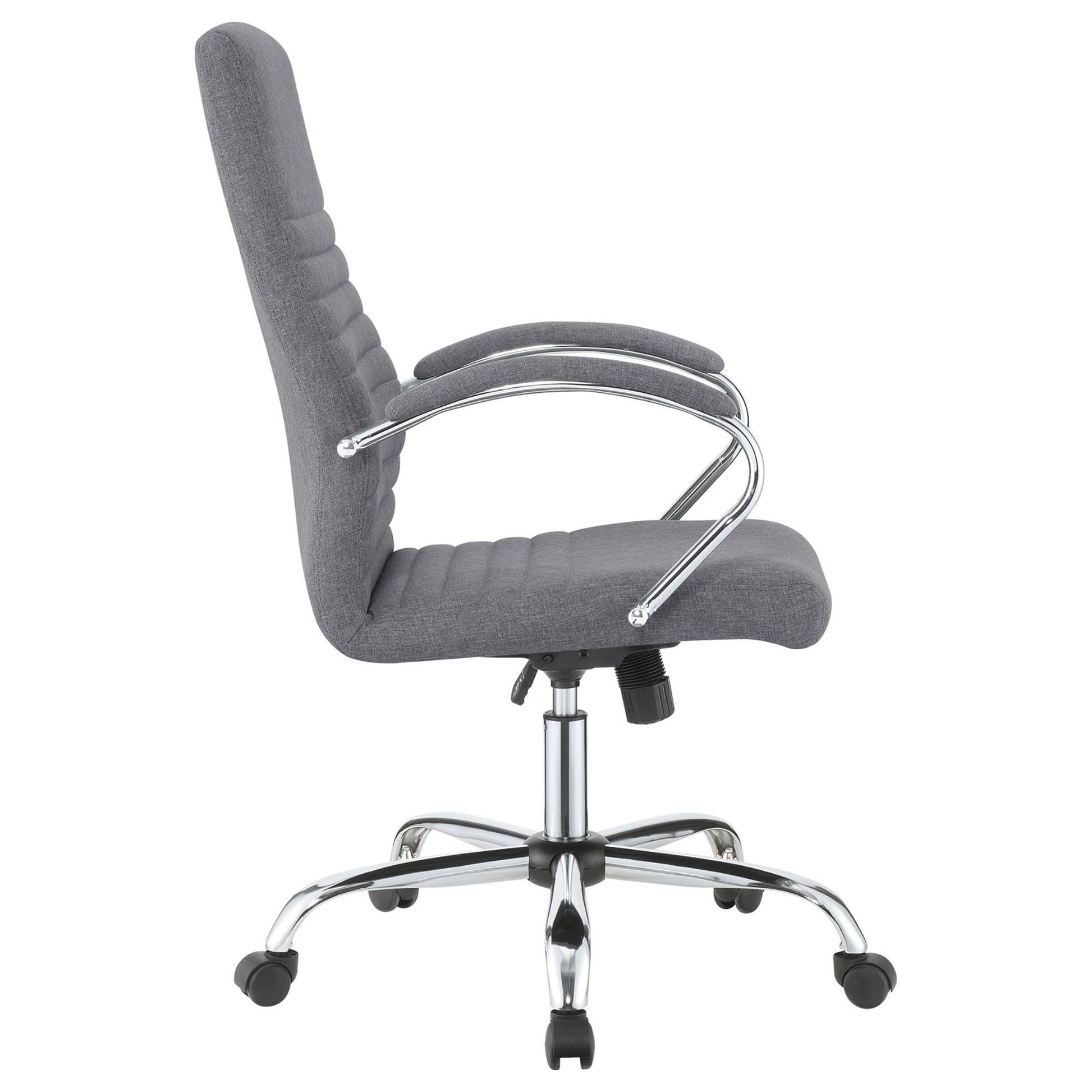 Grey And Chrome Adjustable Desk Chair Grey Office Contemporary,Modern Office Chairs Foam Adjustable Height Upholstered