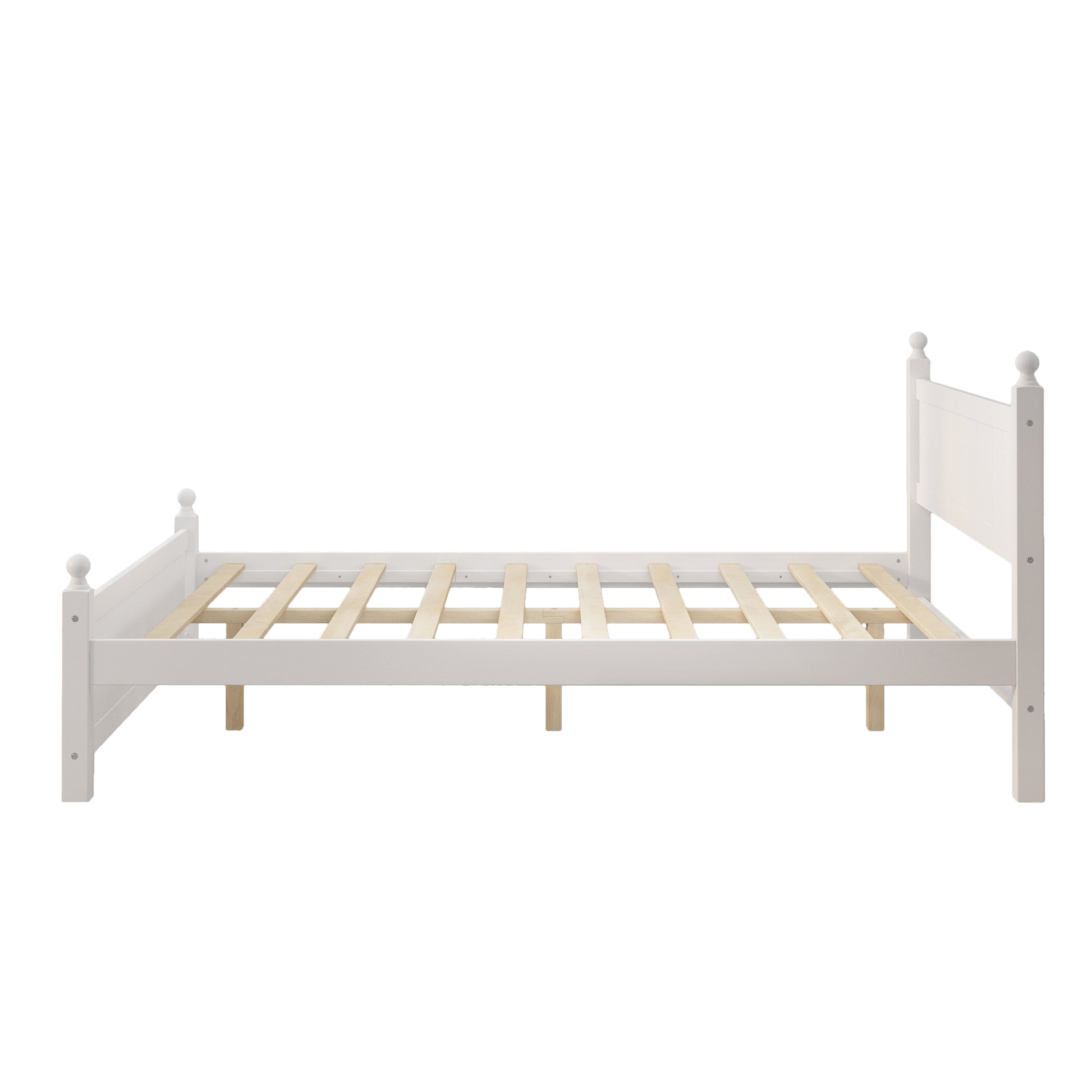 Queen Size Solid Wood Platform Bed Frame For Kids, Teens, Adults, No Need Box Spring, White Box Spring Not Required Queen White Wood Bedroom Mid Century Modern,Modern Pine Bed Frame Wood