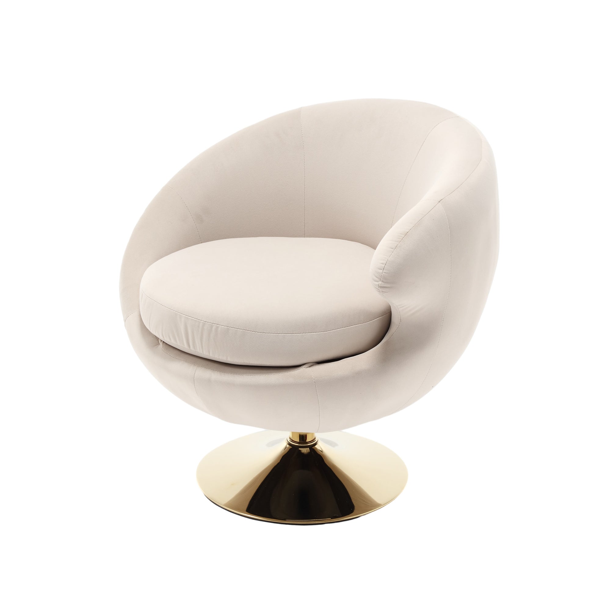 360 Degree Swivel Cuddle Barrel Accent Chairs, Round Armchairs With Wide Upholstered, Fluffy Fabric Chair For Living Room, Bedroom, Office, Waiting Rooms Beige Velvet