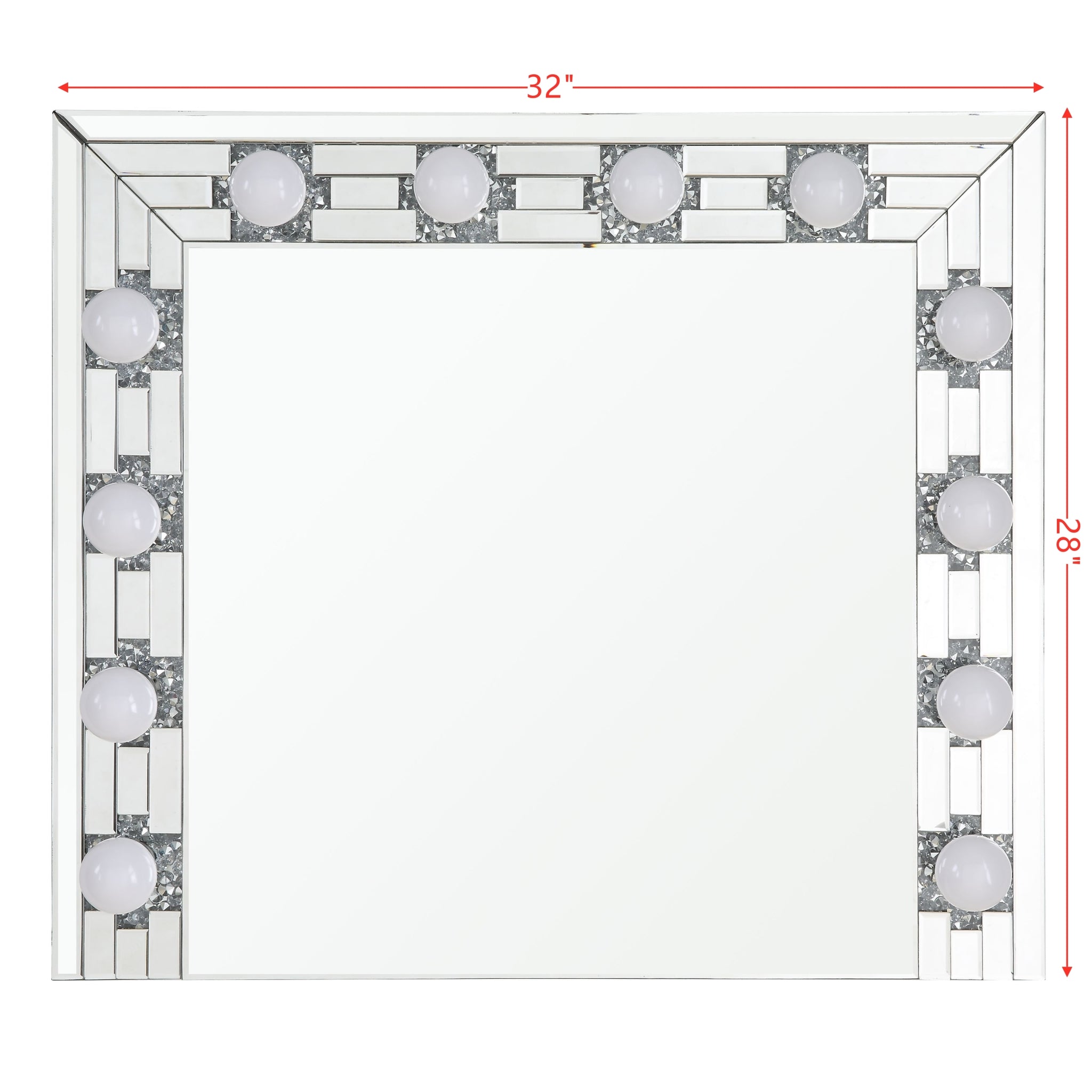 Noralie Accent Mirror Mirrored & Faux Diamonds Ac00761 Silver Glass