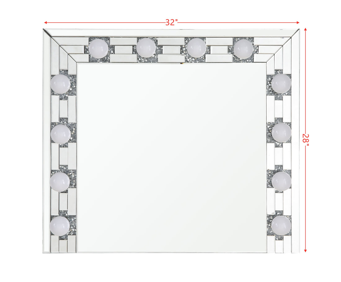 Noralie Accent Mirror Mirrored & Faux Diamonds Ac00761 Silver Glass