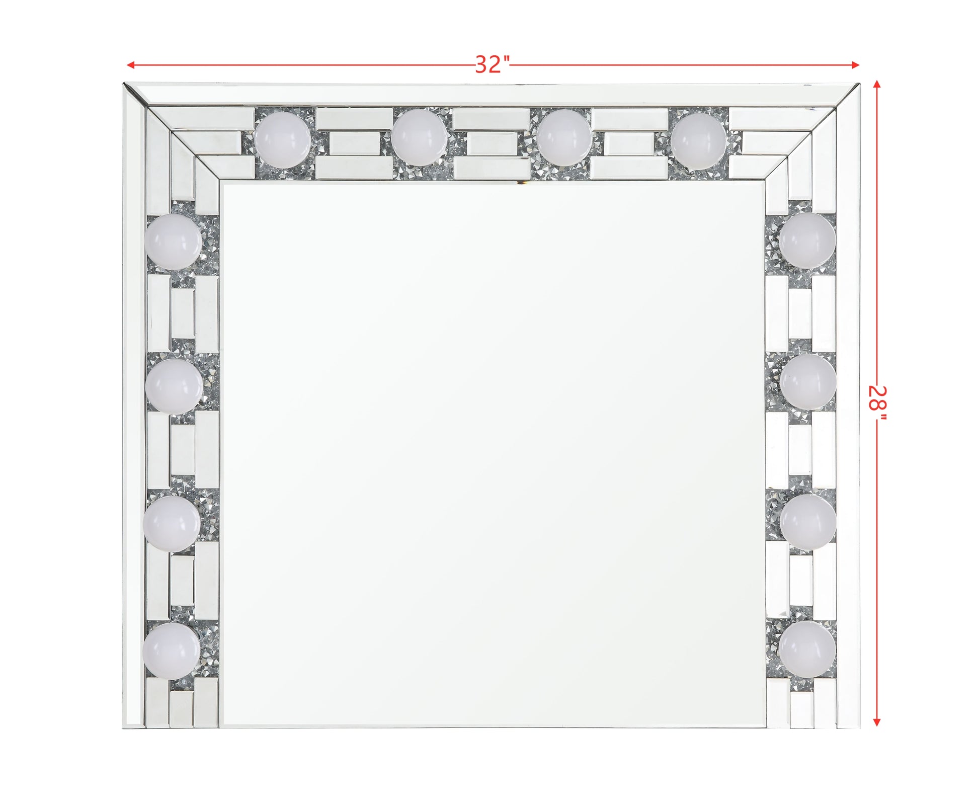 Noralie Accent Mirror Mirrored & Faux Diamonds Ac00761 Silver Glass