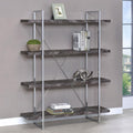 Rustic Grey Herringbone Bookcase With Full Length Shelf 4 Grey Gray Standard Horizontal Primary Living Space Open Back Wood Rustic Wood