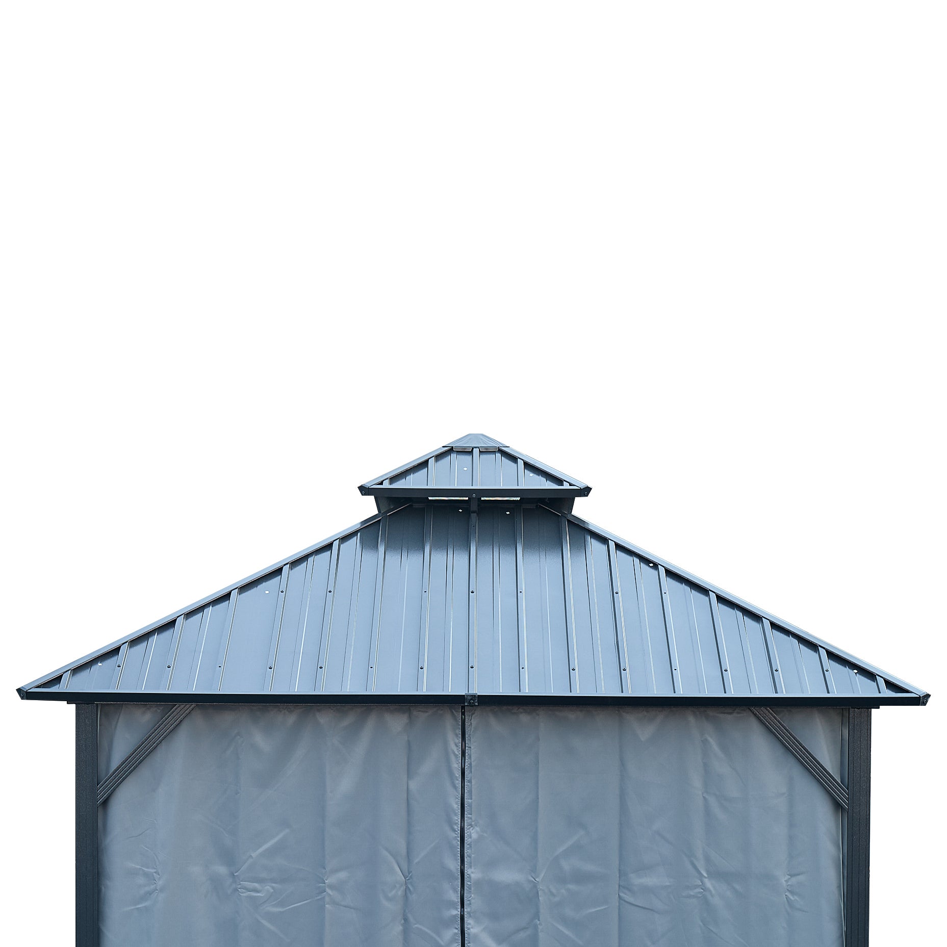 10*10Ft Patic Gazebo,Alu Gazebo With Steel Canopy,Outdoor Permanent Hardtop Gazebo Canopy For Patio, Garden, Backyard Gray Aluminium
