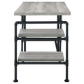 Grey Driftwood And Black 2 Shelf Writing Desk Grey Writting Desk Office Industrial Rectangular Shelves Desk Wood