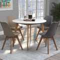 Matte White And Natural Round Dining Table White Primary Living Space Mid Century Modern Tabeltop Rubberwood Round Kitchen & Dining Tables Wood