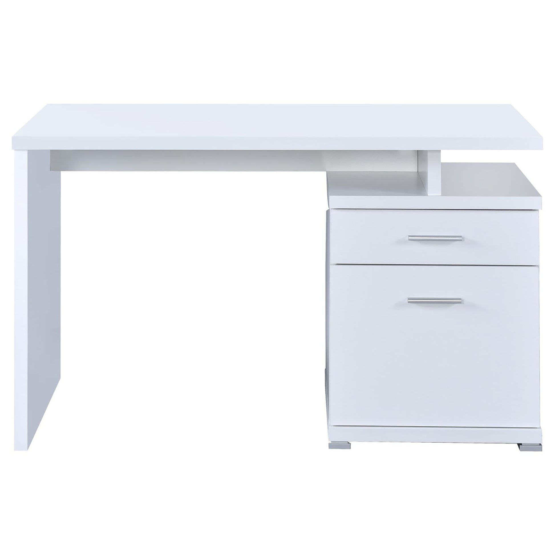 White 2 Drawer Reversible Office Desk White White Office Contemporary,Modern Rectangular Drawers Desk Wood