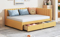 Full Size Upholstered Daybed With 2 Storage Drawers Sofa Bed Frame No Box Spring Needed, Linen Fabric Yellow Yellow Linen