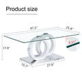 Rectangular Modern And Fashionable Coffee Table With Tempered Glass Tabletop And White Legs. Suitable For Living Room.47.2