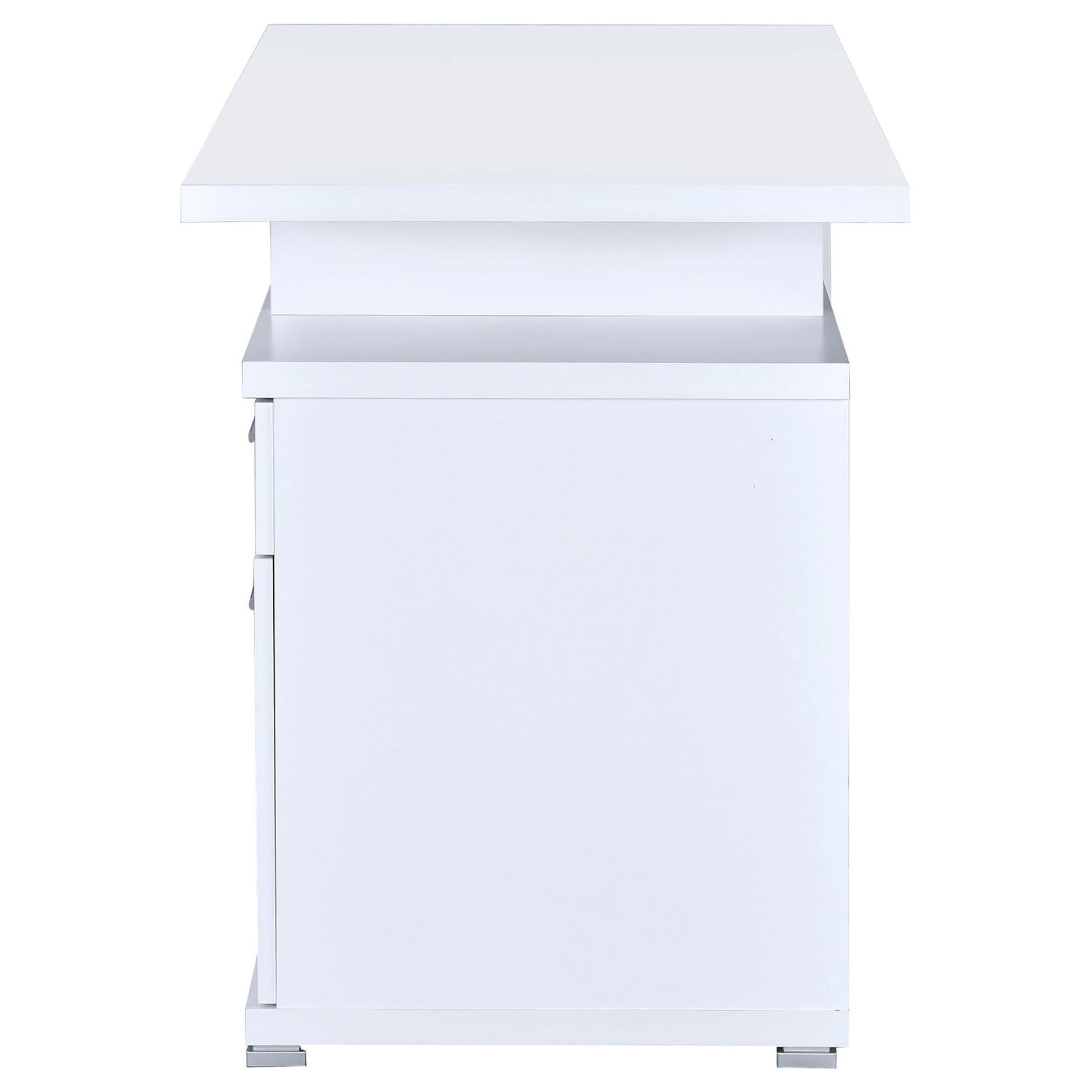 White 2 Drawer Reversible Office Desk White White Office Contemporary,Modern Rectangular Drawers Desk Wood