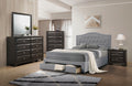 Light Grey Burlap Fabric 1Pcs Queen Size Bed W Drawer Button Tufted Arch Design Headboard Storage Fb Bedframe Bedroom Furniture Box Spring Not Required Queen Light Grey Wood Bedroom American Design,Contemporary,Modern,Transitional Bed Frame Burlap