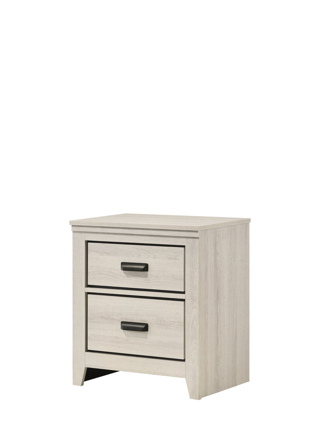 Contemporary 2 Drawer Nightstand End Table Beige White Finish Two Storage Drawers Bedroom Furniture Beige Wood