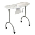 Portable & Foldable Manicure Table Nail Table Desk With Electric Dust Collector, 4 Lockable Wheels, Carry Bag, White White Mdf