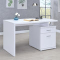 White 2 Drawer Reversible Office Desk White White Office Contemporary,Modern Rectangular Drawers Desk Wood