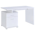 White 2 Drawer Reversible Office Desk White White Office Contemporary,Modern Rectangular Drawers Desk Wood