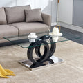 A Rectangular Modern And Fashionable Coffee Table With Tempered Glass Tabletop And Black Legs. Suitable For Living Room. 47.2