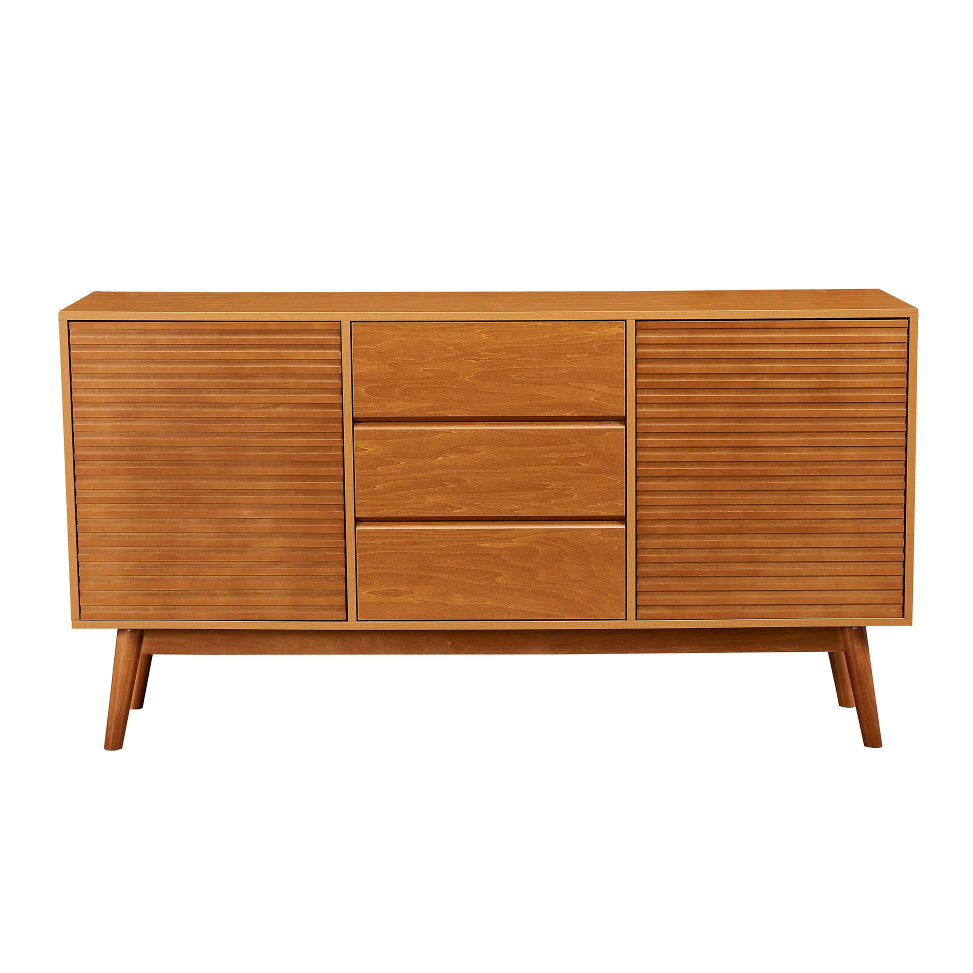 Modern Wood Tv Stand, Entertainment Center For Tvs Up To 65", Sideboard Buffet Cabinet Credenza, Slatted Media Console For Living Room, Wooden Furniture For Living Room & Bedroom Honey 50 59 Inches 60 Inches Solid Wood Mdf