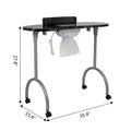 Portable & Foldable Manicure Table Nail Table Desk With Electric Dust Collector, 4 Lockable Wheels, Carry Bag, Black Black Mdf