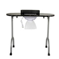 Portable & Foldable Manicure Table Nail Table Desk With Electric Dust Collector, 4 Lockable Wheels, Carry Bag, Black Black Mdf