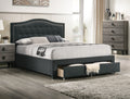 Charcoal Burlap Fabric 1Pcs Twin Size Bed W Drawer Button Tufted Arch Design Headboard Storage Fb Bedframe Bedroom Furniture Box Spring Not Required Twin Charcoal Wood Bedroom American Design,Contemporary,Modern,Transitional Bed Frame Burlap