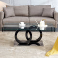 A Rectangular Modern And Fashionable Coffee Table With Tempered Glass Tabletop And Black Legs. Suitable For Living Room. 47.2